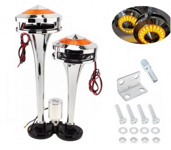 Claxon pe aer 12v/24v cu lumini