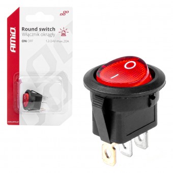 Comutator universal negru rotund 12V 24V 20A  03086