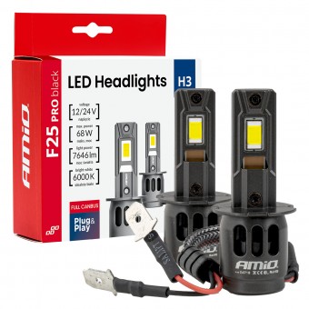 Kit becuri cu LED F25 PRO BLACK H3 68W 12/24V CANBUS