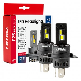Kit becuri cu LED F25 PRO BLACK H4/H19 68W 12/24V CANBUS
