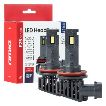 Kit becuri cu LED F25 PRO SILVER H8/H9/H11/H16 68W 12/24V CANBUS 04705 
