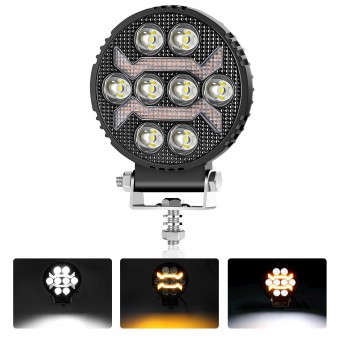 Proiector 8 LED Halogen cu Lumină Albă și DRL Portocalie, 9-30V