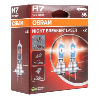 Set 2 becuri Osram H7 12V 55W PX26d NIGHT BREAKER LASER +150%