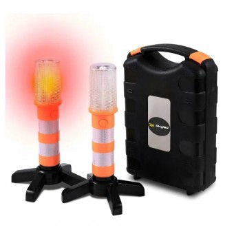 Set 2 lampi LED de avertizare 360° cu lumina portocalie și alba