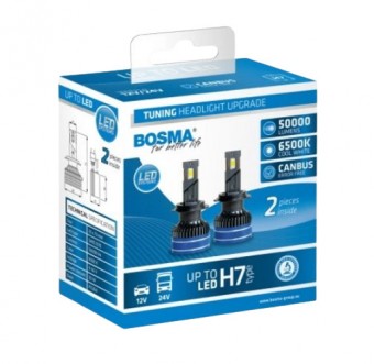 Set becuri LED 12/24V Bosma 50.000Lumeni 6500k Canbus