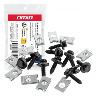 Set șurub și clemă de montare 22 mm, Ø 6 mm, 10 seturi AMIO-05033