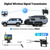 Camera Wireless cu Monitor 7 Inch, 12V/24V, Vedere Nocturna IR, IP67 