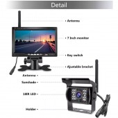 Camera Wireless cu Monitor 7 Inch, 12V/24V, Vedere Nocturna IR, IP67 