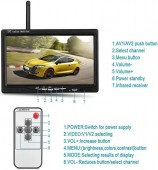 Camera Wireless cu Monitor 7 Inch, 12V/24V, Vedere Nocturna IR, IP67 