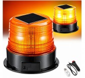 Girofar solar 18 LED-uri, 4 moduri, 12V, baterie reîncărcabilă, montare magnetică