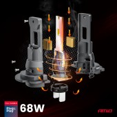 Kit becuri cu LED F25 PRO BLACK H7/H18 68W 12/24V CANBUS