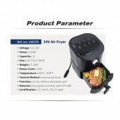 Friteuza electrica, airfryer 24V incalzire mancare 3 LITRI 250W