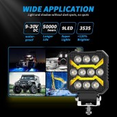 Proiector 10 LED Halogen cu Lumină Albă DRL Portocalie, 1700Lm, 9-30V