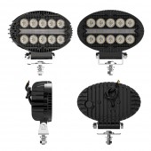 Proiector 10 LED Halogen cu Lumină Albă și DRL Portocalie, 2000LM