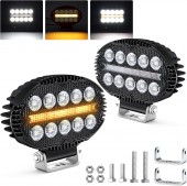 Proiector 10 LED Halogen cu Lumină Albă și DRL Portocalie, 2000LM
