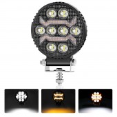 Proiector 8 LED Halogen cu Lumină Albă și DRL Portocalie, 9-30V