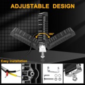 Proiector 8 LED Halogen cu Lumină Albă și DRL Portocalie, 9-30V
