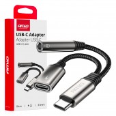 USB-C LA TIP USB-C + Mini mufă 3,5 mm Adaptor mamă 10 cm AMIO-04295